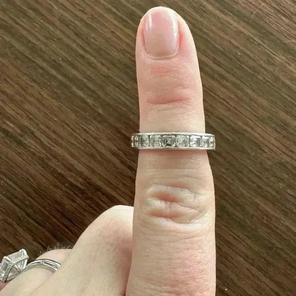 Italo Jewelry Asscher Cut White Sapphire Eternity Wedding Band size 6